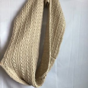 Beige Long Knitted Faux Wool Scarf